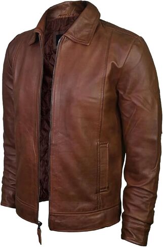 سترة جلدية للرجال - Lambskin Classic Classic Style Leather Justicets للرجال بني جلدي سترة للرجال in Kuwait