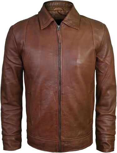 سترة جلدية للرجال - Lambskin Classic Classic Style Leather Justicets للرجال بني جلدي سترة للرجال in Kuwait
