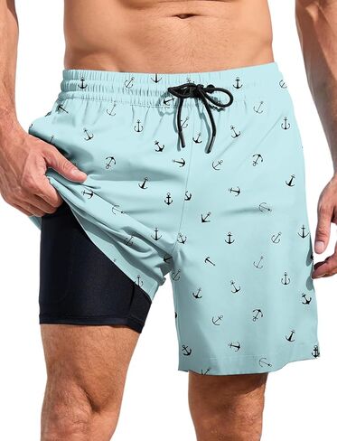 رجال Lzzidou يسبح جذوعها مع ضغوط بطانة 7 بوصة سراويل سراويل للسبع مع جيوب السحاب in Kuwait