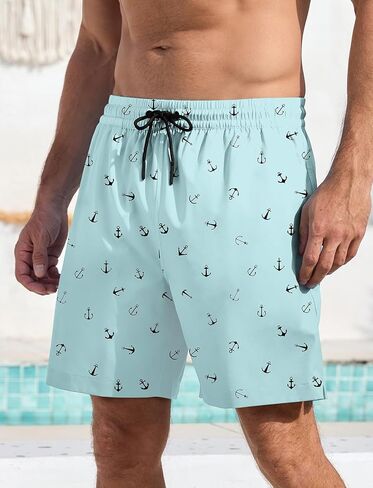 رجال Lzzidou يسبح جذوعها مع ضغوط بطانة 7 بوصة سراويل سراويل للسبع مع جيوب السحاب in Kuwait