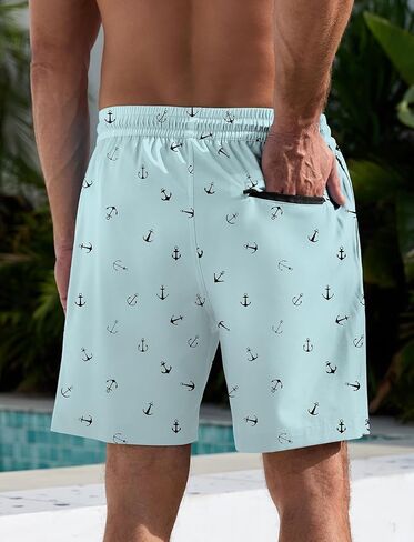 رجال Lzzidou يسبح جذوعها مع ضغوط بطانة 7 بوصة سراويل سراويل للسبع مع جيوب السحاب in Kuwait