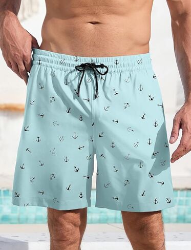 رجال Lzzidou يسبح جذوعها مع ضغوط بطانة 7 بوصة سراويل سراويل للسبع مع جيوب السحاب in Kuwait