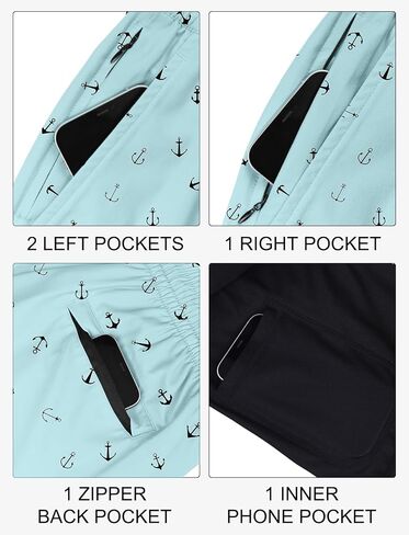 رجال Lzzidou يسبح جذوعها مع ضغوط بطانة 7 بوصة سراويل سراويل للسبع مع جيوب السحاب in Kuwait