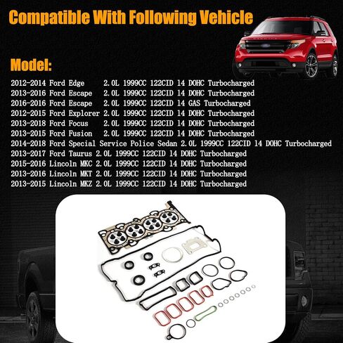 مجموعة حشية رأس HS54997 Cylinder متوافقة مع Ford Edge Focus Explorer Escape Taurus Taurus for Lincoln MKZ MKC MKT 2012-2018 2.0L L4 26592PT VS50730 in Kuwait