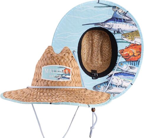 Malabar Hat Fabric Pattern Print Straw Sunhat Men & Women in Kuwait
