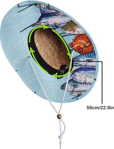 Malabar Hat Fabric Pattern Print Straw Sunhat Men & Women in Kuwait