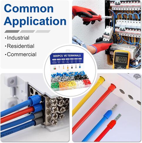 Baomain 1250pcs Wire Copper Crimp Connector Kit AWG 22/20/18/16/14/12/10/8 Assorted Insulated Ferrule Pin Cord End Terminal Set White Gray Red Black Blue Yellow in Saudi Arabia