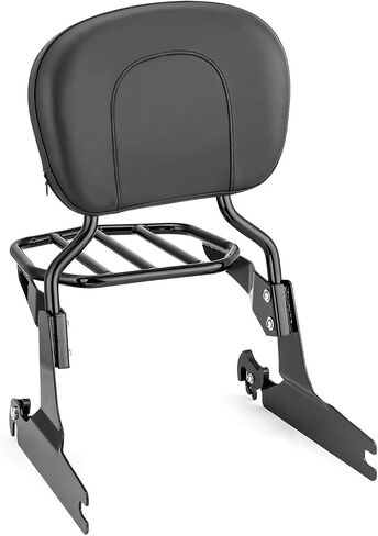 Wsays Passenger Backrest Sissy Bar and Luggage Rack Fit 200mm Fender (Large Pad) Compatible with Harley Softail Fat Boy Night Train Cross Bones Springer Custom 2006-UP Gloss Black in Saudi Arabia