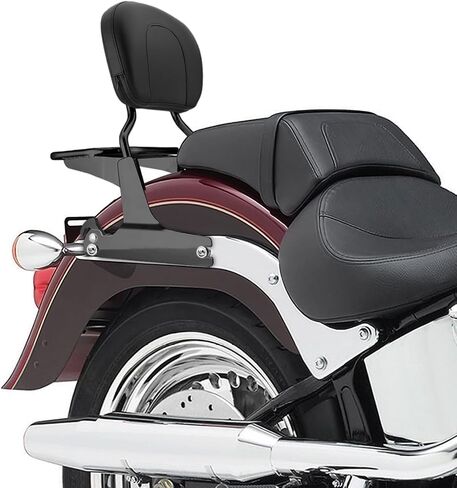 Wsays Passenger Backrest Sissy Bar and Luggage Rack Fit 200mm Fender (Large Pad) Compatible with Harley Softail Fat Boy Night Train Cross Bones Springer Custom 2006-UP Gloss Black in Saudi Arabia