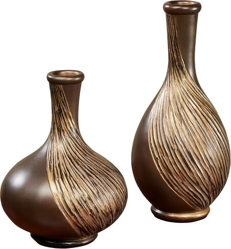 مزهريات طاولة عصرية مزخرفة باللون الذهبي البرونزي، مجموعة من 2 in Kuwait