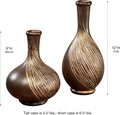 مزهريات طاولة عصرية مزخرفة باللون الذهبي البرونزي، مجموعة من 2 in Kuwait