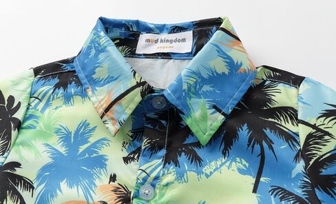 Mud Kingdom Boys Hawaiian Shorts Set Beach Outfit Printed Button Down Shirt and Shorts 2 Piece Summer in Saudi Arabia