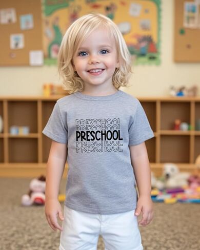 طفل الأطفال الصغار في اليوم الأول من قميص ما قبل المدرسة قبل القمصان k للفتيات يا فتي in Kuwait