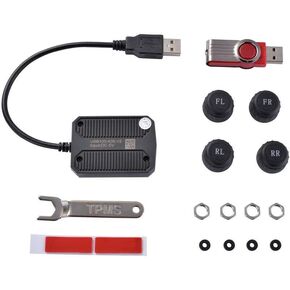 Shkalacar TPMS Tire Pressure Monitoring with 4 External Sensors, Voltage Monitor Android Navigation Monitoring Alarm System Wireless Transmission TPMS for RV, Camper, Travel Trailer and Trailer in Saudi Arabia