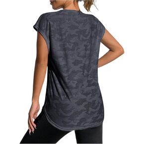 Oyoangle Women's Camo Cap Cap Sleeve قمصان تمرين تمارس تمرين تشغيل ناشط ناشط in Kuwait