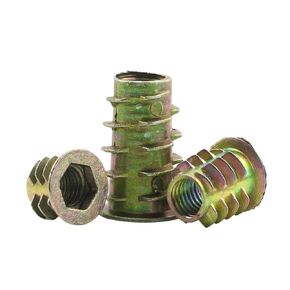 10/20/30 Pieces Flange Hex Drive Head Threaded Insert Nuts for Wood - M4 M5 M6 M8 M10 Yellow Zinc Furniture Connectors (M10x20 10pcs) in Kuwait