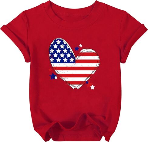 Kids American Flag Shirt Boys Girls Toddler 4th of July Tshirts Patriotic Tee Tops Independence Day Short Sleeve in Kuwait