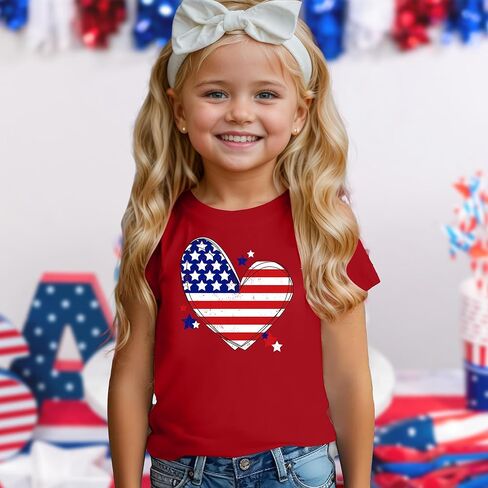 Kids American Flag Shirt Boys Girls Toddler 4th of July Tshirts Patriotic Tee Tops Independence Day Short Sleeve in Kuwait