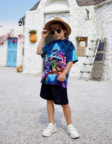 Frogwill Boys Girls Shirts 3D Graphic T-Shirt Neon Clothes Short Sleeve Animal Print Tee 5-13 Years in Kuwait