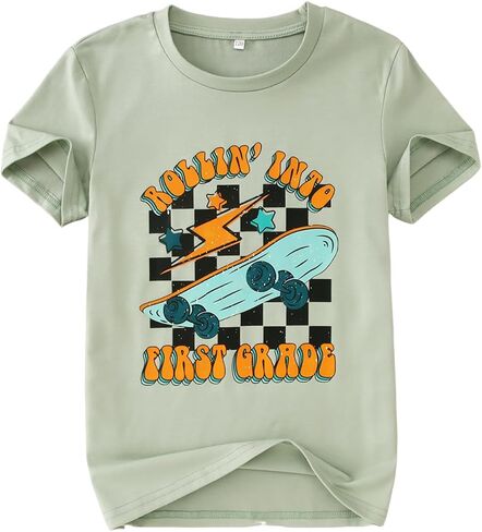 First Day of School Shirt Kids Boys Rolling Into 1st 2nd 3rd Grade T-Shirt Back to School Outfit Graphic Tee Tops in Saudi Arabia