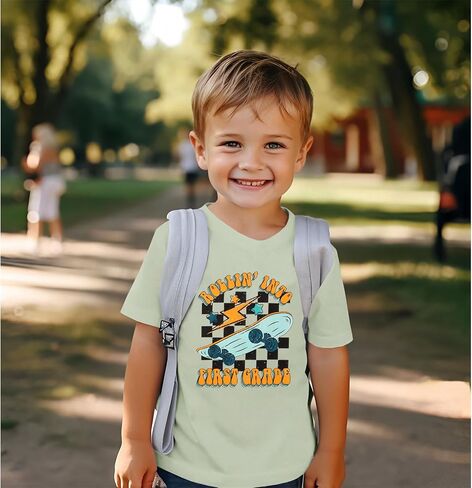 First Day of School Shirt Kids Boys Rolling Into 1st 2nd 3rd Grade T-Shirt Back to School Outfit Graphic Tee Tops in Saudi Arabia