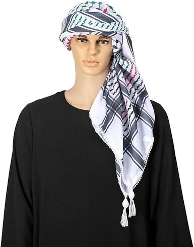Xgopts العربية شيماغ مسلم Keffiyeh الرأس التفاف دبي ذكر عمامة الشال شال الشرق الأوسط الصحراء الإسلامية الالتفاف العربي الحجاب in Kuwait