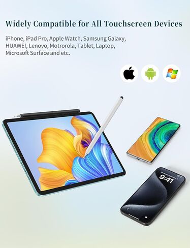 قلم شاشة لمس، 2 في 1 قلم قرص قابل للدوران عالي الحساسية لهاتف iPhone iPad Pro والأجهزة اللوحية Samsung Tablets Chromebook جميع شاشات اللمس العالمية (عبوتان) in Saudi Arabia