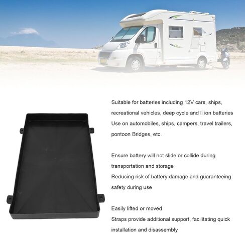 صينية بطارية RV ، صينية حامل البطارية البحرية مع حزام معلقة ، حامل بطارية القوارب 12 فولت لبطارية 12V RV Automotive Trailer Battery (حجم كبير) in Kuwait