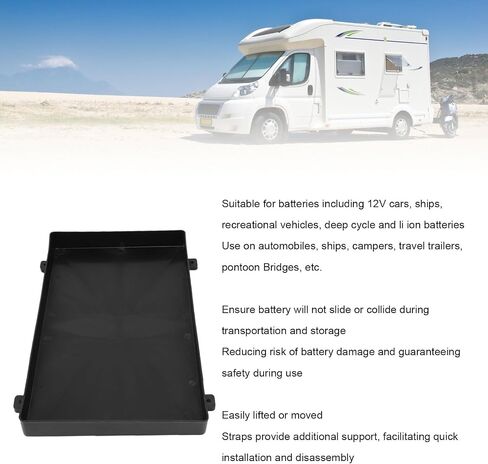صينية بطارية RV ، صينية حامل البطارية البحرية مع حزام معلقة ، حامل بطارية القوارب 12 فولت لبطارية 12V RV Automotive Trailer Battery (حجم كبير) in Kuwait