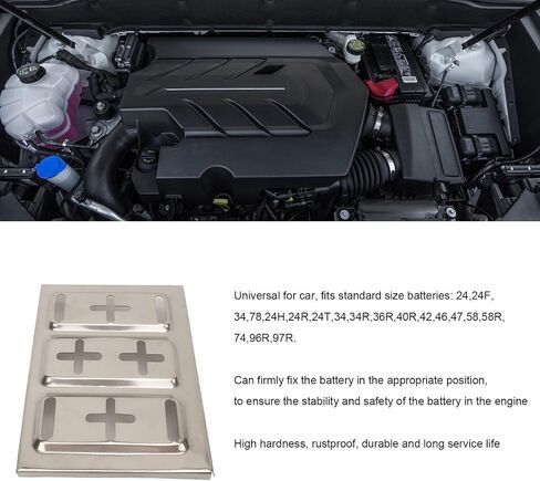 Battery Tray, Stainless Steel Sturdy Reliable Battery Mounting Tray with Fixing Screws Universal for Car, 7.6 x 11.2 inch in Saudi Arabia
