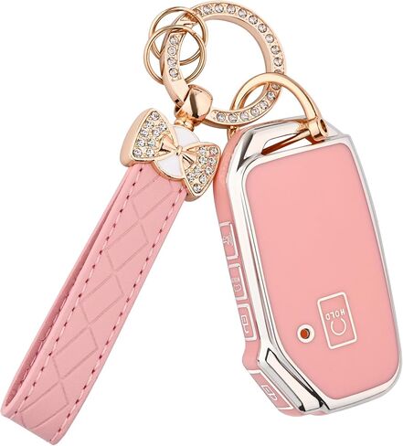 لغطاء KIA Key Fob - 5 زر CASE CASE CASE CASE CASE مع سلسلة المفاتيح التي تناسب KIA K5 ، FORTE ، Sportage ، Soul ، Seltos ، Telluride ، Sorento ، Niro (Pink) in Kuwait