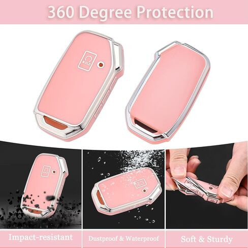 لغطاء KIA Key Fob - 5 زر CASE CASE CASE CASE CASE مع سلسلة المفاتيح التي تناسب KIA K5 ، FORTE ، Sportage ، Soul ، Seltos ، Telluride ، Sorento ، Niro (Pink) in Kuwait