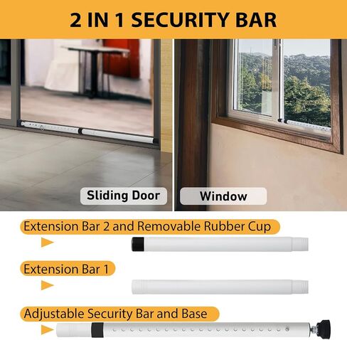 1 Pack Sliding Door Security Bar, Window Security Bar, Adjustable Door & Window stoppers Security, Upgrade Security for Home, Travel, Dorm in Kuwait