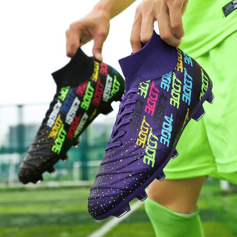 MAUGELY Men's Cleats Firm Ground Soccer Shoes Athletic Lightweight Running Outdoor Turf Comfortable Training Football Shoes in Kuwait