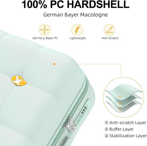 حمل على الأمتعة 22x14x9 شركة الطيران المعتمدة | 20 "حقيبة قشرة صلبة من البولي كربونات مع قفل TSA وعجلات الدوار 360 درجة (أسود) in Kuwait