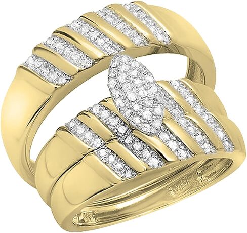 Dazzlingrock Collection White Diamond Trio Ring Set (0.40 ctw, Color I-J, Clarity I2-I3) in 18K Yellow Gold Plated Sterling Silver in Saudi Arabia