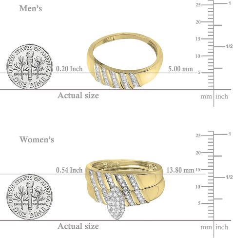 Dazzlingrock Collection White Diamond Trio Ring Set (0.40 ctw, Color I-J, Clarity I2-I3) in 18K Yellow Gold Plated Sterling Silver in Saudi Arabia