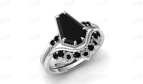 Vintage Art Deco 1 CT Coffin Shaped Black Onyx Engagement Ring Set 14K Rose Gold for Women - Antique Bridal Wedding Anniversary Promise Rings in Saudi Arabia
