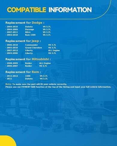 حشية رأس أسطوانة Philtop 26229PT لجيب ليبرتي 2002-2012 ، RAM 1500 ، 2004-2010 Grand Cherokee ، Dakota ، Durango ، 2006-2011 Commander ، Raider ، Nitro ، 2011 Dakota in Kuwait
