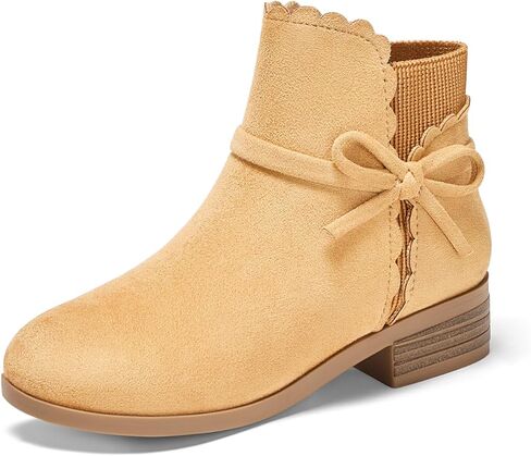 Coutgo Girls Toddler Bow Bow Boots Canly سحب على أحذية سقوط الكعب المنخفض in Saudi Arabia