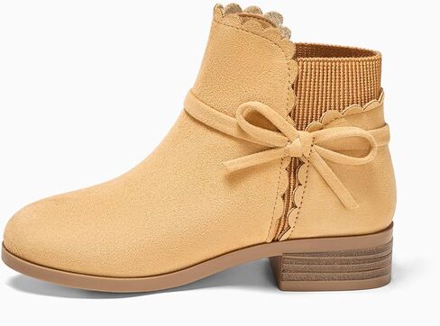 Coutgo Girls Toddler Bow Bow Boots Canly سحب على أحذية سقوط الكعب المنخفض in Saudi Arabia