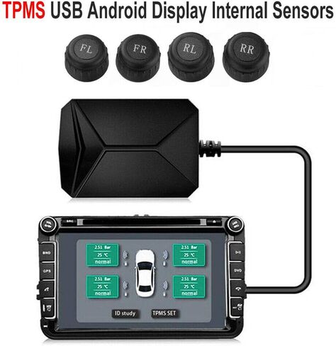 مراقبة ضغط الإطارات Shkalacar TPMS مع 4 أجهزة استشعار خارجية ، مراقبة الجهد Android مراقبة التنقل نظام الإنذار اللاسلكي TPMs لـ RV ، العربة ، مقطورة السفر والمقطورة in Saudi Arabia
