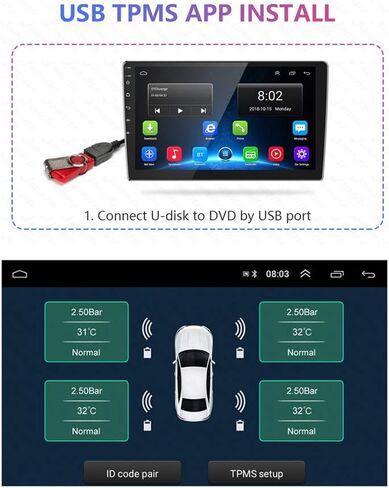 مراقبة ضغط الإطارات Shkalacar TPMS مع 4 أجهزة استشعار خارجية ، مراقبة الجهد Android مراقبة التنقل نظام الإنذار اللاسلكي TPMs لـ RV ، العربة ، مقطورة السفر والمقطورة in Saudi Arabia