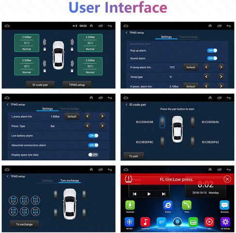 مراقبة ضغط الإطارات Shkalacar TPMS مع 4 أجهزة استشعار خارجية ، مراقبة الجهد Android مراقبة التنقل نظام الإنذار اللاسلكي TPMs لـ RV ، العربة ، مقطورة السفر والمقطورة in Saudi Arabia