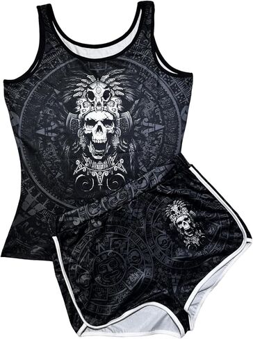 Women’s 2 Piece Summer Outfit Sexy Sleeveless Crop Tank Top Shorts Set Novelty Cartoon Animal Print Casual Streetwear in Saudi Arabia