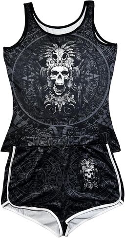 Women’s 2 Piece Summer Outfit Sexy Sleeveless Crop Tank Top Shorts Set Novelty Cartoon Animal Print Casual Streetwear in Saudi Arabia