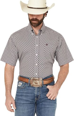Cinch Men's White & Purple Short Shirt in Kuwait