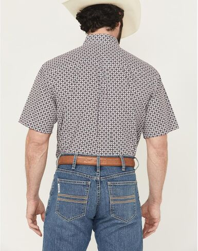 Cinch Men's White & Purple Short Shirt in Kuwait