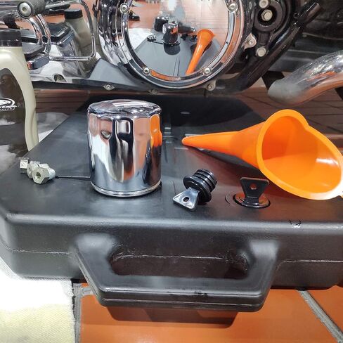 SLMOTO Oil Drain Pan, ABS Low Profile w/Spout Fit for Harley Davidson Road King Electra Street Road Glide Ultra Limited Heritage Softail Fat Bob CVO Tri Glide Honda Yamaha Kawasaki in Saudi Arabia
