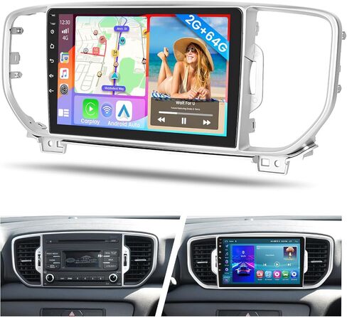 ستيريو Android 13 لسيارة Kia Sportage KX5 2016-2018 مع Apple CarPlay اللاسلكي Android Auto، شاشة لمس 9 بوصة نظام GPS Navi مع وصلة مرآة للكاميرا الاحتياطية WiFi RDS BT SWC in Saudi Arabia